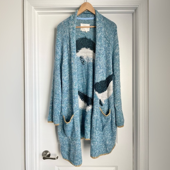 Anthropologie Narwhal Whale Icon Cardigan Sweater (Size M/L) - NWT - Picture 5 of 9